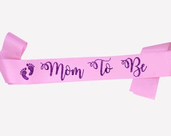 Mom To Be Sash, Pink Sash, Maternity photo prop, Pregnancy Sash, Baby Sash, Mum to be sash, Baby Shower gift, Gender reveal, 18 colours