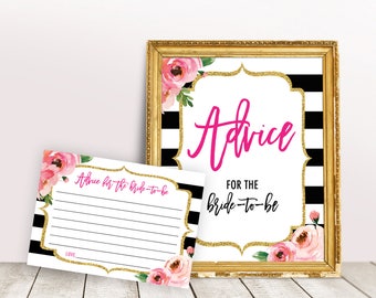 Printable Advice for Bride To Be, Kate Bridal Shower Games, Bridal Shower Advice Cards, Advice for the Bride Sign, Wedding Advice Cards