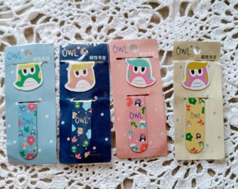 Pair of bookmarks magnetic loving OWL owls