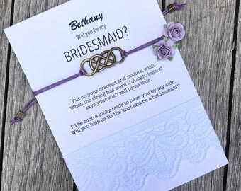 Will you be my Bridesmaid gifts, Asking gift, Wish bracelet, Maid of honor wish bracelet, Asking bridesmaids, Bridesmaid proposal, B3