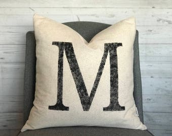 BEST SELLER | Initial Pillow | Rustic Letter Pillow Cover | Farmhouse Pillow | Multiple Sizes Available | Pillow Cover | Made To Order