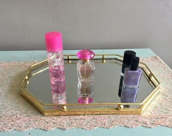Gold mirrored vanity tray Octagon shape perfume tray bathroom tray