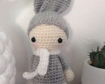 Little Pixie Doll "lutinou" grey rabbit