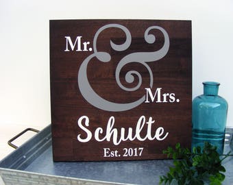 Newly Engaged Gift - Newlywed Gift - Last Name Established Sign - Wedding Date Wood Sign - Bridal Shower Gift - Custom Decor Sign