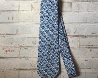 Blue Modern Geometric Cotton Necktie Mens Tie