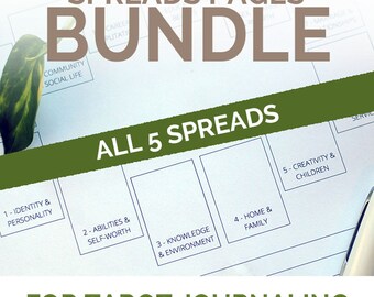 Tarot Spreads Journaling Pages, daily draw writing journal inserts and printable daily planner inserts for tarot reading and divination