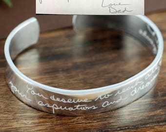 Memorial Handwriting Bracelet, Signature Jewelry, Handwriting Jewelry,Personalized Engraved Gift, Loss of Loved One, Custom Engraved Jewelry