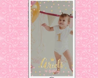 Snapchat Birthday Geofilter Glitter Gold and Pink