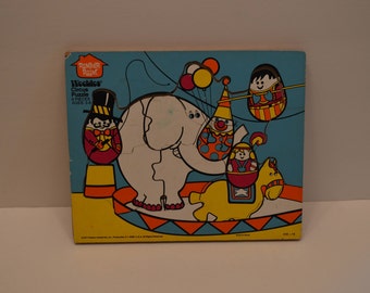 1977 Romper Room Weebles Circus 8 Piece Wooden Puzzle