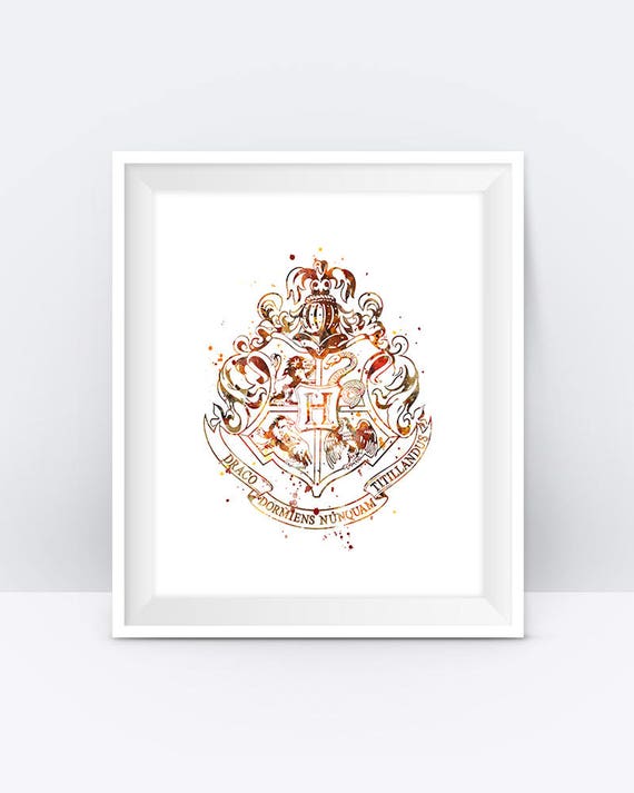 Hogwarts Crest Print Watercolor Art Harry Potter Print Wizard