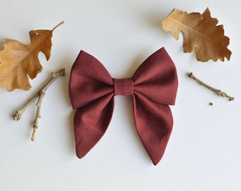 Nylon Baby Headband, Baby Headband, Newborn Headband, Baby Girl Headband, Baby Hair Clips, Baby Bows, Abby Bow, Burgundy Baby Headband