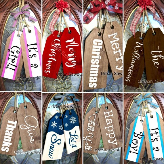 Door Tag Hanger Wooden Door Tags with Ribbon Front Door