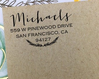Custom Return Address Stamp, Self Inking Stamp, Wooden Rubber Stamp, Personalized Stamp, Family Name Stamp, Rustic Wedding Address Stamp