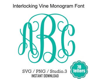 Vine Monogram Alphabet SVG, Instant & Digital Download, For Silhouette and Cricut, Interlocking, DIY, Personal and Commercial Use