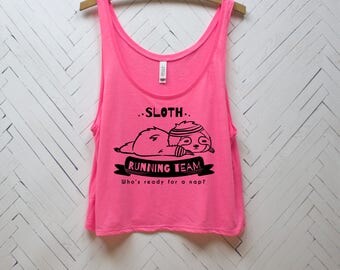 Sloth Running Team Racerback Tank Top, Sloth Shirt, Sloth Gifts, Sloth Tank, Funny Workout Tank, Sloth Tshirt, Sloths lover, gift for her