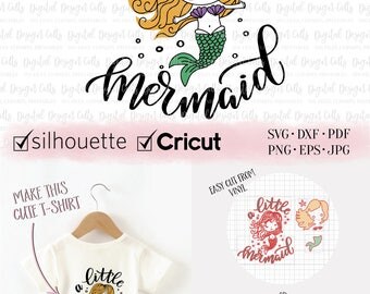 A Little Mermaid Iron-on Design, Mermaid SVG, Little Mermaid SVG, DIY Girl T-shirt, Mermaid T-shirt, Mermaid Cutting File, Mermaid Iron-on