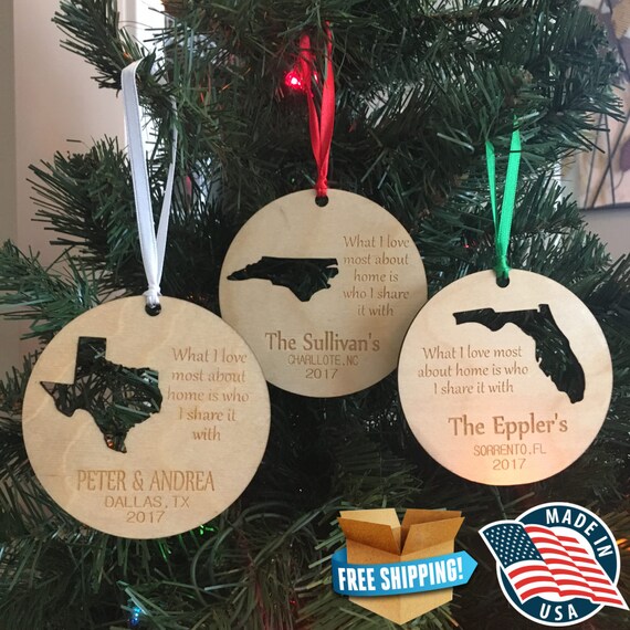 Personalized State Ornaments Home Ornament Family Gift