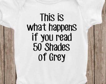 50 Shades of Grey baby bodysuit, funny baby bodysuits, movie baby clothing
