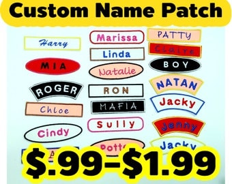 Custom Name Patch, Name Tag, Custom Text with Border, High Quality with Iron on Ready