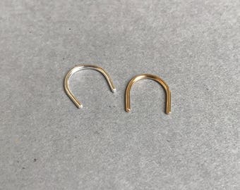 Simple gold septum retainer, Horseshoe piercing retainer, Silver nose ring retainer, 18g horseshoe septum ring, Sterling U shape septum hoop