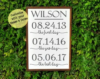 Personalized Wedding, The First Day The Yes Day The Best Day, Important Dates Sign, Wedding Gift, Anniversary SweetPineDesign Special Dates