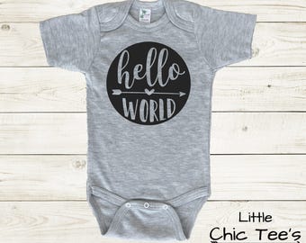Hello World Onesie, Baby Girl Clothes, Baby Boy Clothes, Hello World bodysuit, Hello World Baby Shirt, Hello World Baby Boy Outfit