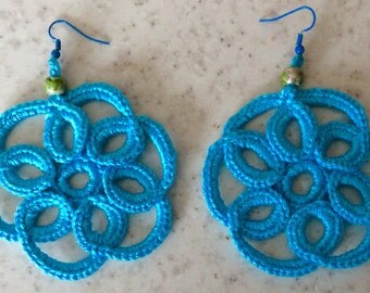 Turquoise blue spiral earrings
