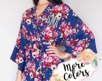 SALE! Bridesmaid Robes, Cotton Floral Robe, Custom Bridesmaid Gifts, Getting Ready Robes, Robes Set, Bridal Party Gifts, Bridal Robes