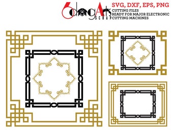 8 Art Deco Frames Vector Digital Cut Files Svg Dfx Eps Png Silhouette SCAL Cricut Printable Download for DIY Paper Vinyl Die Cutting JB-713