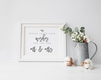 Please Leave Your Wishes For the New Mr and Mrs Wedding Sign Wedding Advice Sign Printable Modern Advice Sign