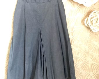 Vintage 1970s Size 26" Blue Gray High-Waist Culottes Shorts