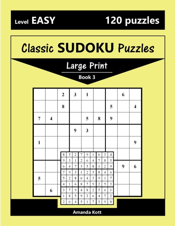 Printable Large Print Classic Sudoku Puzzles 120 puzzles