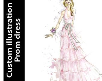 Custom Prom Dress Illustration Digital Art Gift Custom Prom Dress Illustration Digital Art Gift