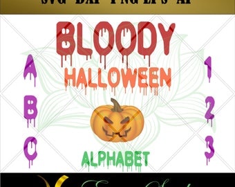 Bloody Halloween Alphabet svg, Studio font,Letter svg, Numbers svg, files for cricut,svg files,Cricut Downloads, Digital Download.
