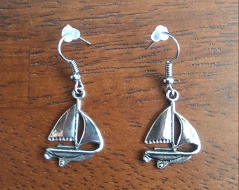 Silver Sailboat Earrings Sterling