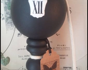 Antique French Bilboquet matte black patina