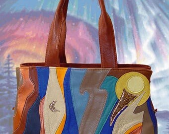 Leather bag "Northern Lights" bag hand-made women's leather bag handbag for girl buy a gift Shoulder bags brown