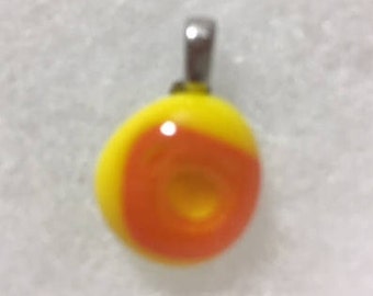 Fused glass pendant: petite, yellow and orange