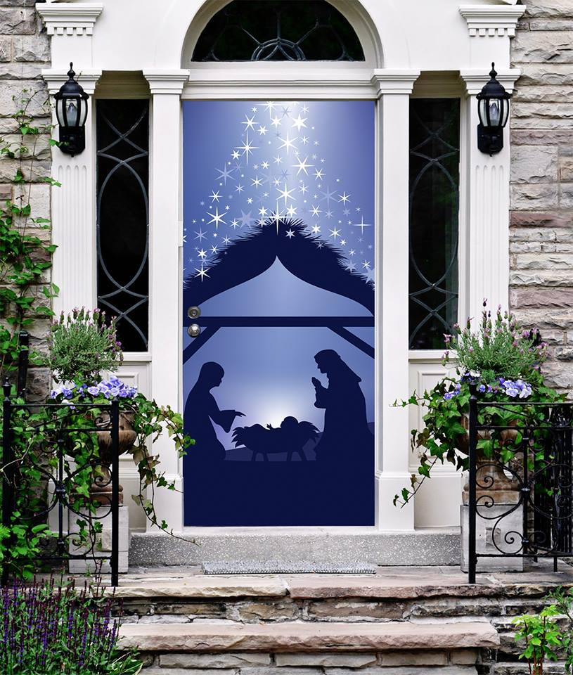 Nativity Silhouette Entry Door Cover Christmas Front Door
