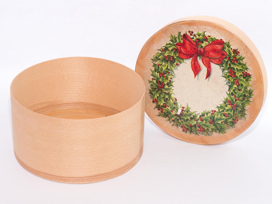 Wooden box for Christmas ornaments Hand Painted Xmas Ornament