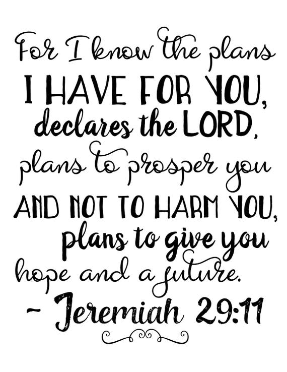 Jeremiah 29:11 Inspirational Christian Bible Verse Poster