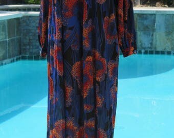 Vintage 70s Olivier de Verlon Floral Jersey Maxi Dress