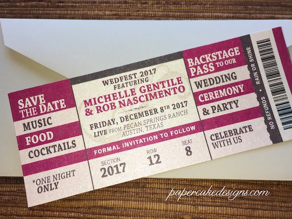 concert ticket save the date or invitation diy printable pdf
