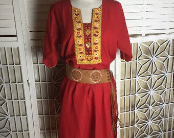 1960's Bird Embroidered Dress - vintage boho dress - vintage - hippie mini dress - mirrored Indian dress - festival dress - troppobella