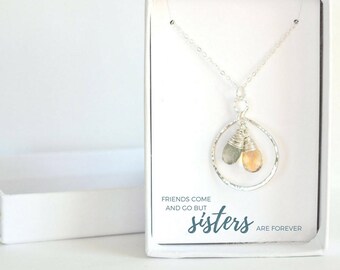 Gift for Sisters - Sister Birthday Gift - Silver Sisters Necklace - Custom Sister Gift Idea - Sister Necklace for 2 - Sister Gift for 3