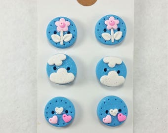 Polymer Clay Sewing Buttons - Handmade Flower Buttons - Handmade Sewing Supplies - Knitting Supplies - Decorative Sewing Buttons -72015