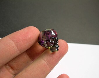 Crystal faceted skull - 1 pcs - 20mm -Mystic dark rainbow Ab - SFB3