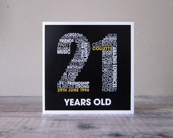 21st Birthday Personalised Card - Personalized 21st Birthday Card - Twenty First Birthday Card for Him - Personalised Birthday Card for Her