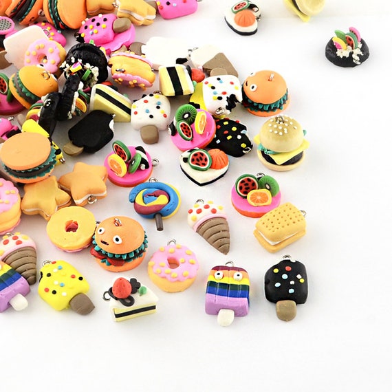 5 Polymer Clay Charms Cute Assortment of Handmade Food E395