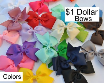 Hair Bows, Toddler Hair bows, One DOLLAR Bows, Girls Hair bows, Hair bow set, 3inch Hair Bows, Hair bow Lot, No slip hair bows, 21 colors
